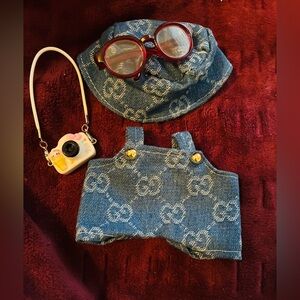 Labubu doll outfit 17cm Stylish Blue Denim Kids Accessory Set
